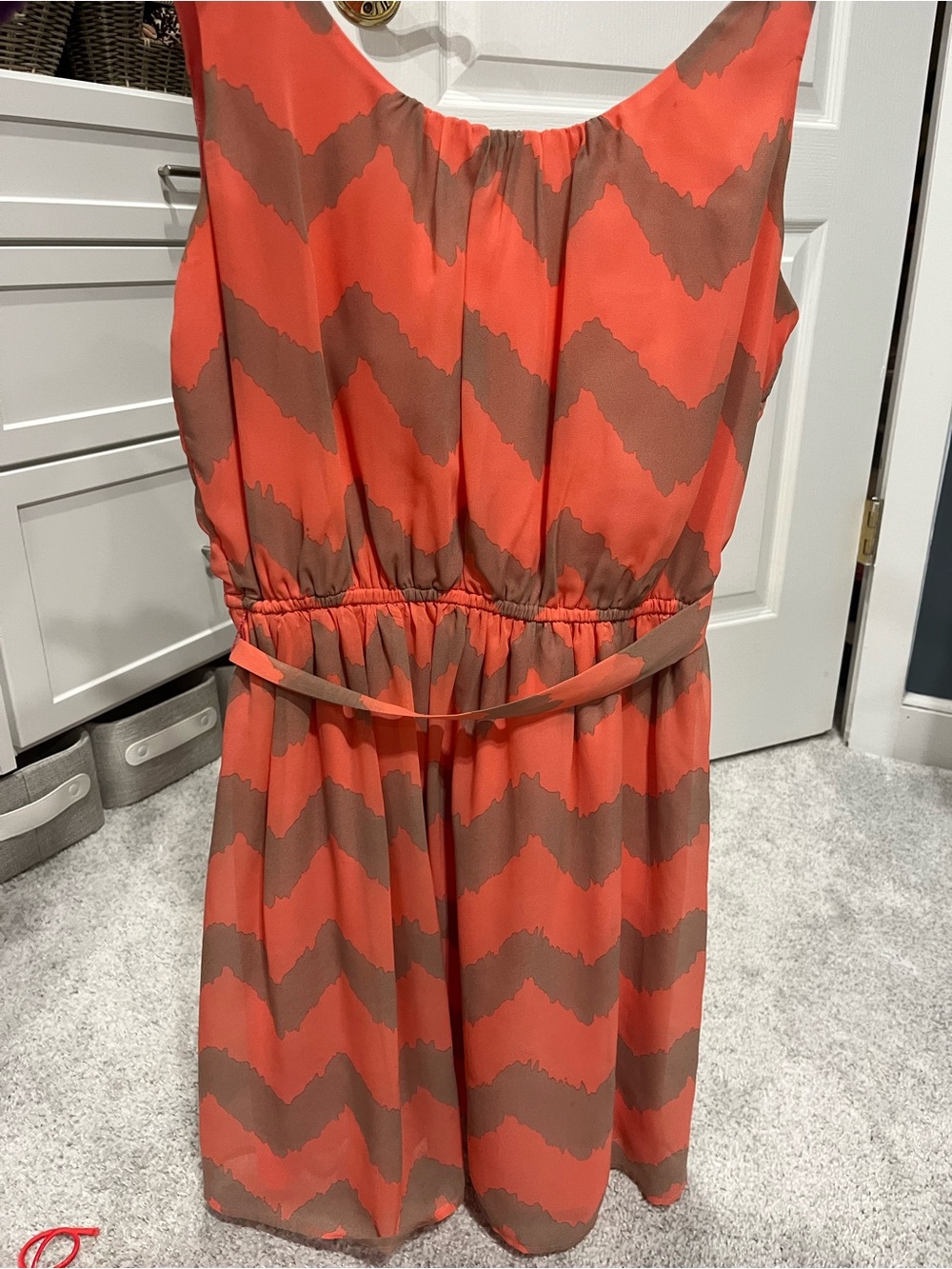 Peach and brown mini dress
